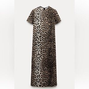 ZARA LEOPARD ANIMAL PRINT MIDI DRESS ZW COLLECTION Size Medium NWT